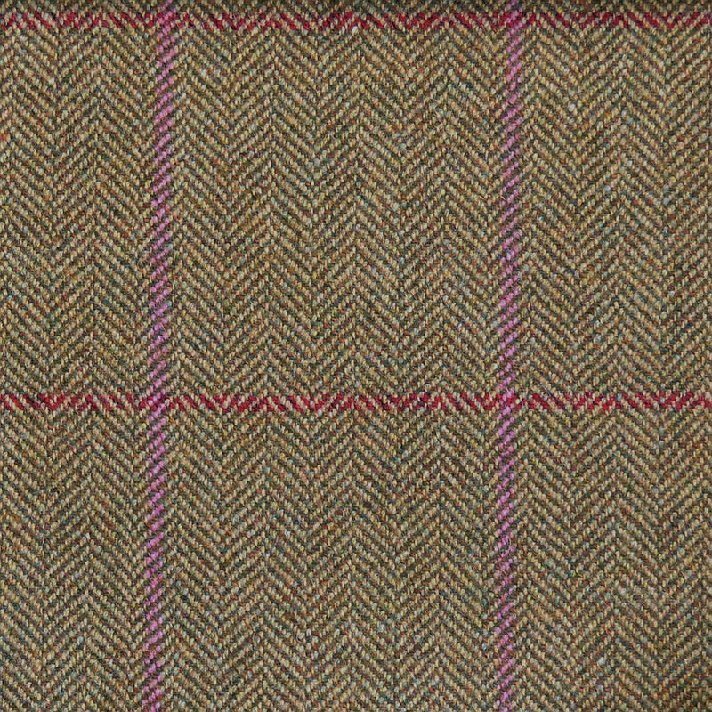 Brown & Green with Red & Pink Check Tweed