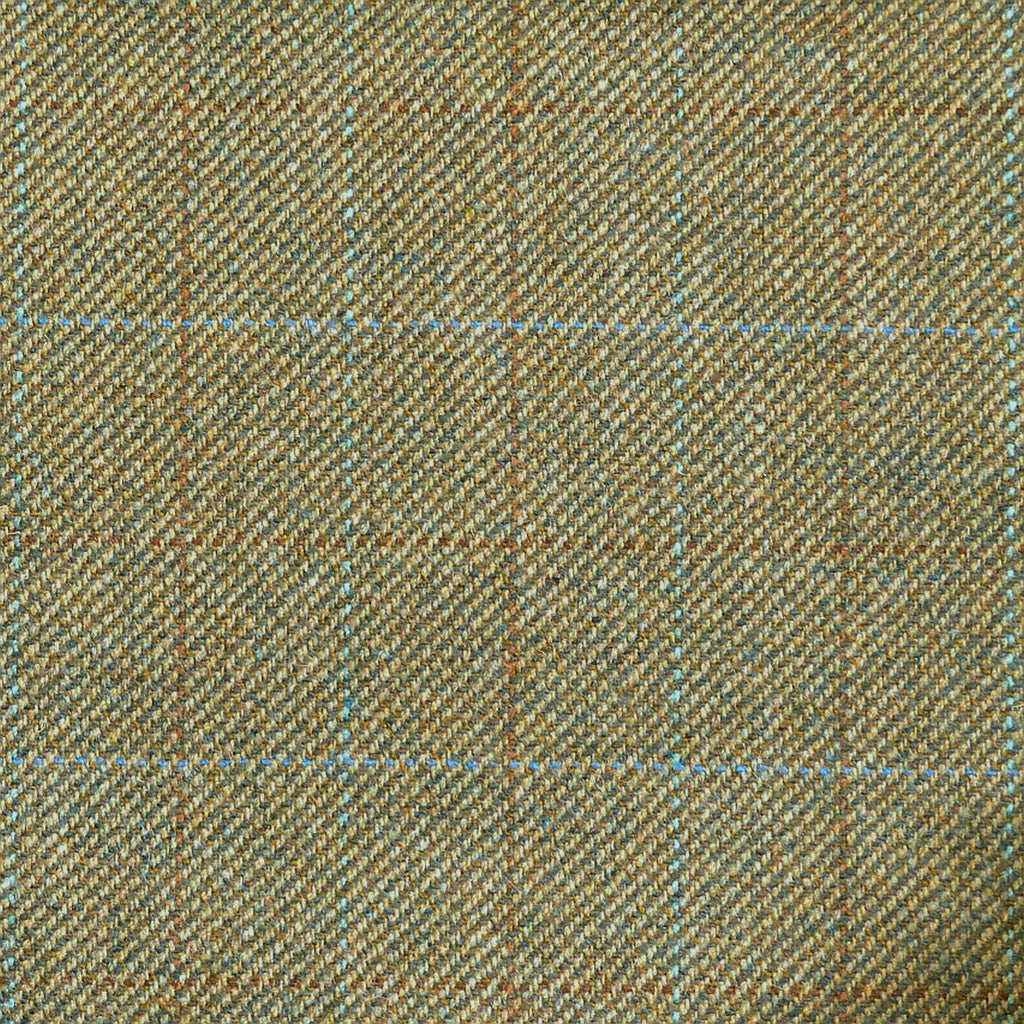 Light Green with Blue & Brown Check Tweed