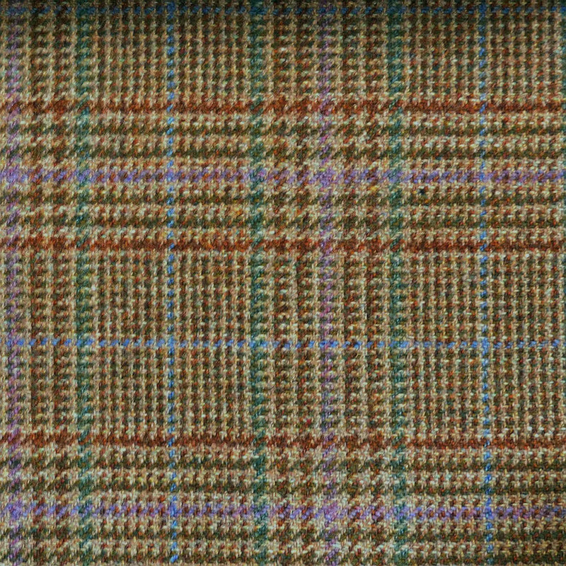 Beige & Brown with Blue, Green & Purple Check Tweed