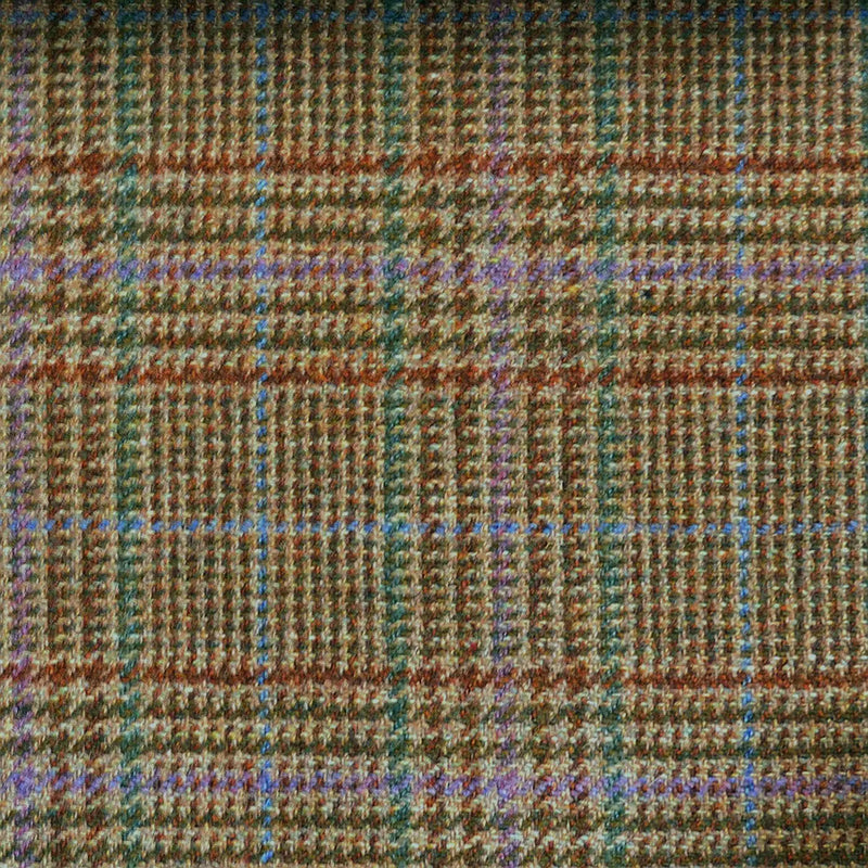 Beige & Brown with Blue, Green & Purple Check Tweed