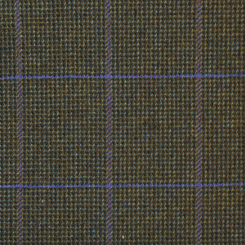 Green & Brown with Blue & Purple Check Tweed
