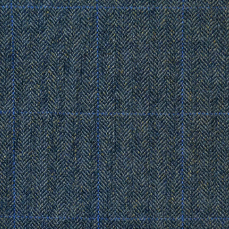 Green Herringbone with Blue Check Tweed