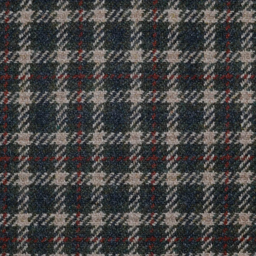 Dark Brown with Beige & Red Check All Wool Sporting Tweed