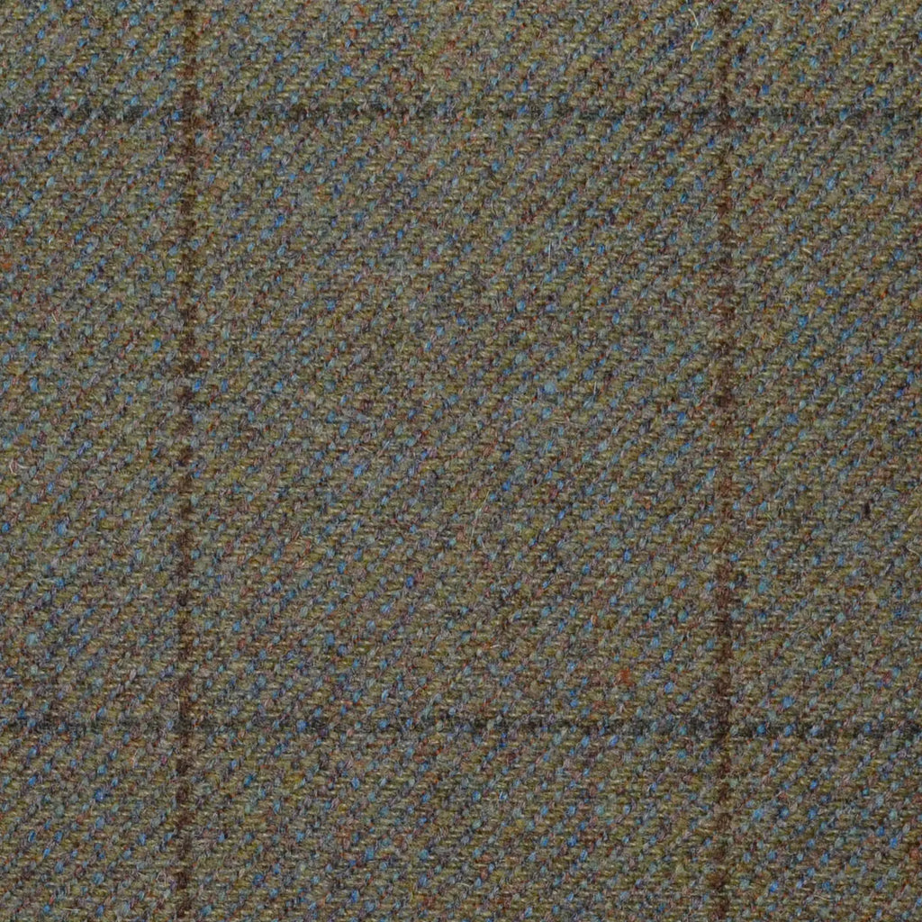 Moss Green with Brown & Dark Green Window Check All Wool Sporting Tweed