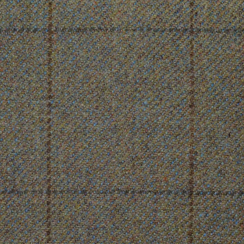 Moss Green with Brown & Dark Green Window Check All Wool Sporting Tweed