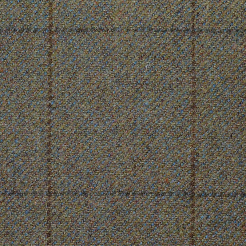 Moss Green with Brown & Dark Green Window Check All Wool Sporting Tweed