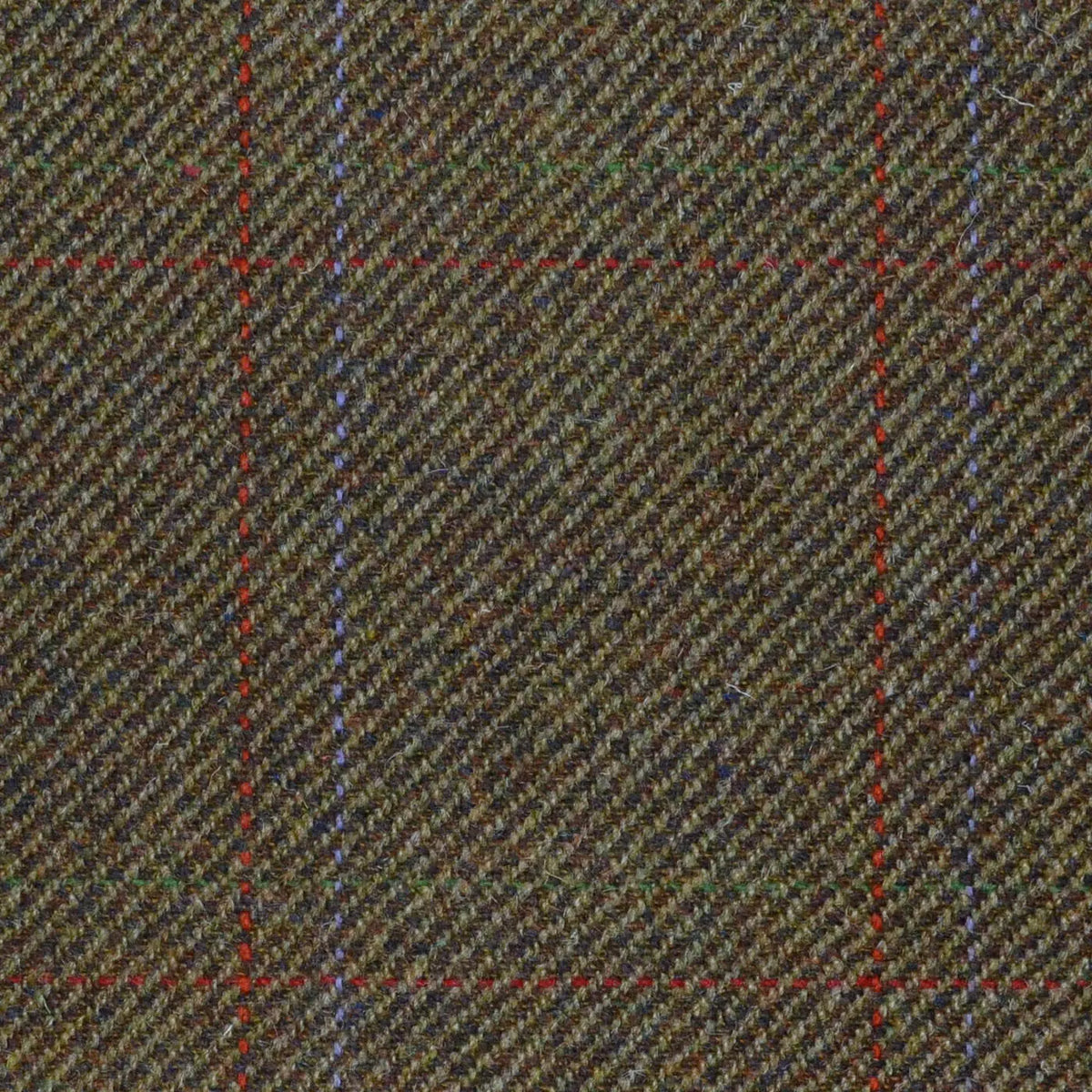 Brown/Green with Red, Green & Purple Twin Check All Wool Sporting Tweed