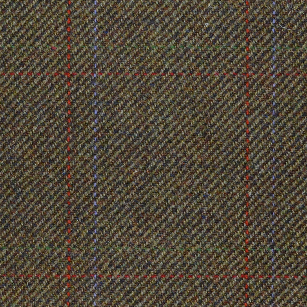 Brown/Green with Red, Green & Purple Twin Check All Wool Sporting Tweed