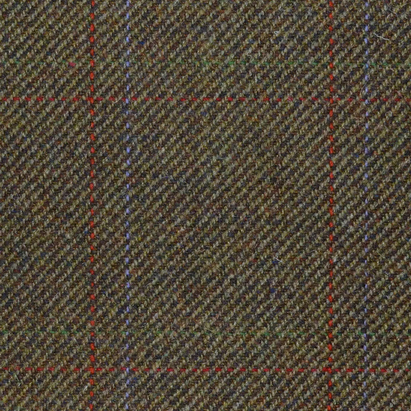 Brown/Green with Red, Green & Purple Twin Check All Wool Sporting Tweed