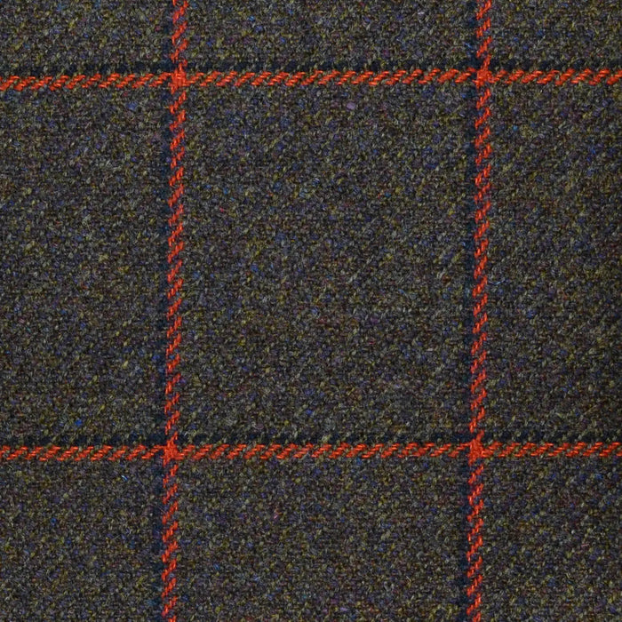 Medium Brown with Orange & Black Check All Wool Sporting Tweed