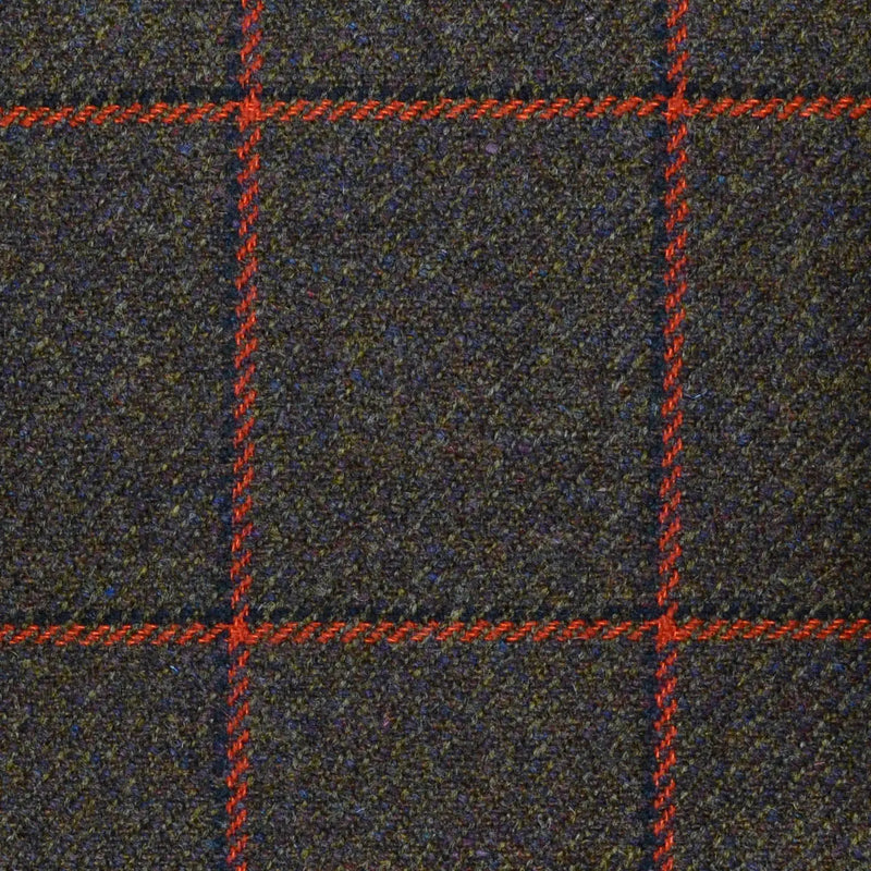 Medium Brown with Orange & Black Check All Wool Sporting Tweed