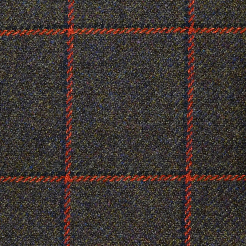 Medium Brown with Orange & Black Check All Wool Sporting Tweed