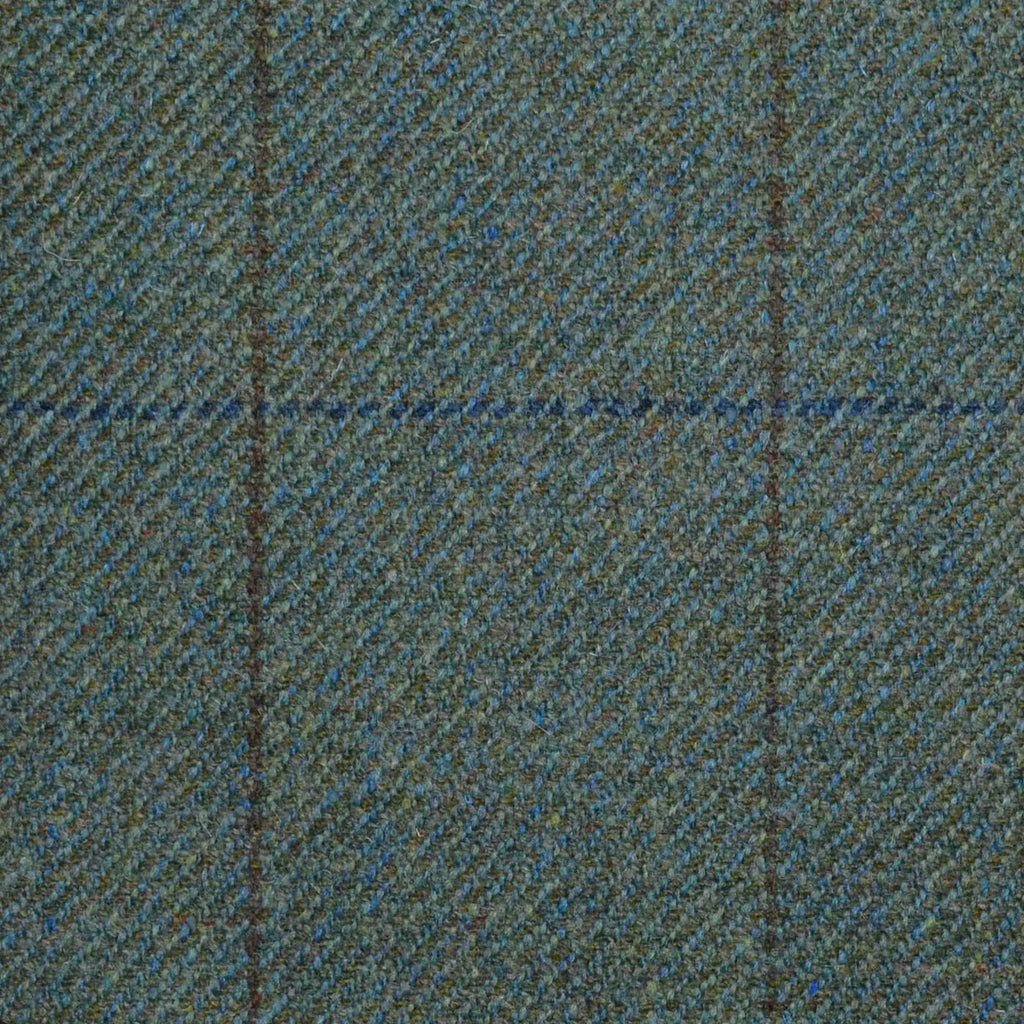 Green/Blue with Brown & Blue Window Check All Wool Sporting Tweed