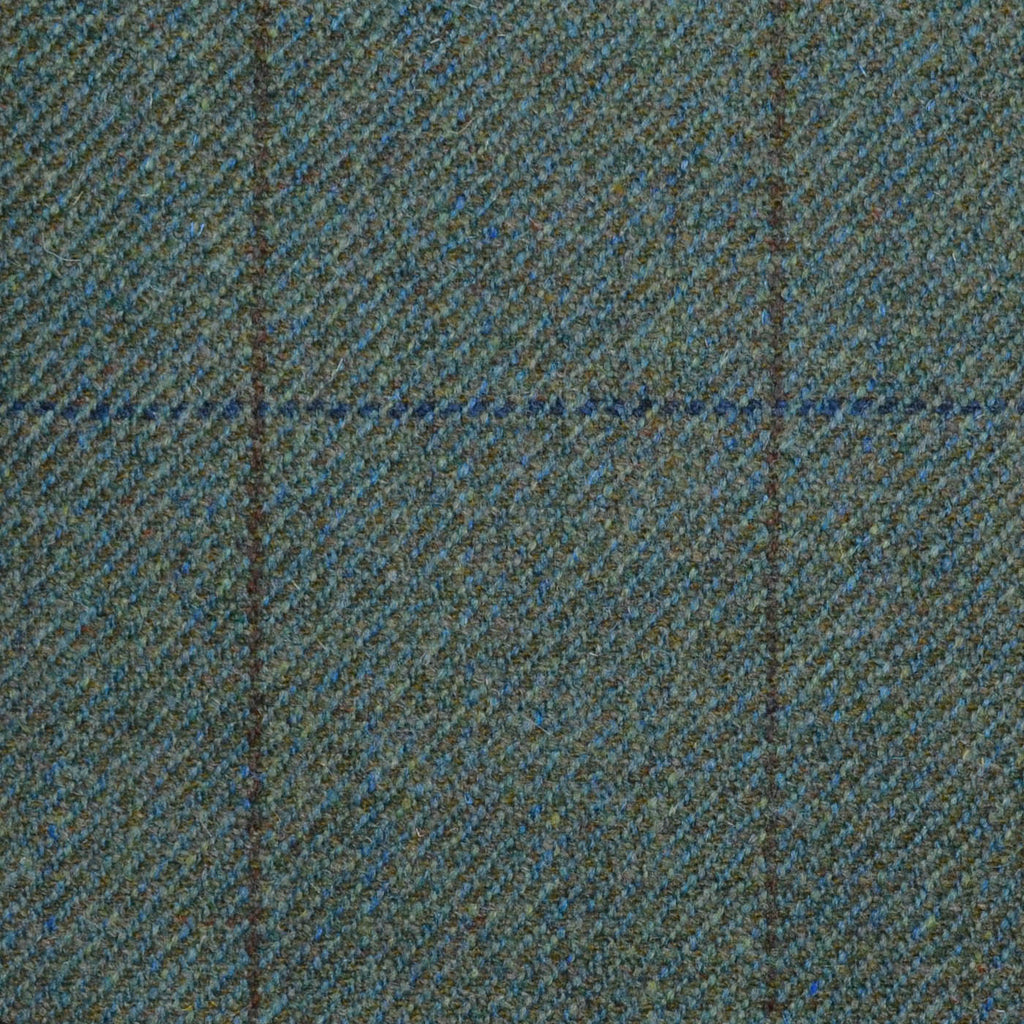 Green/Blue with Brown & Blue Window Check All Wool Sporting Tweed