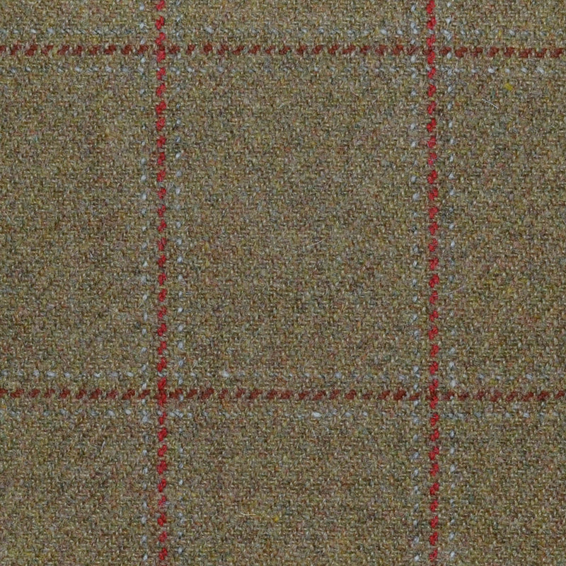 Light Brown with Red, Brown & Beige Check All Wool Sporting Tweed