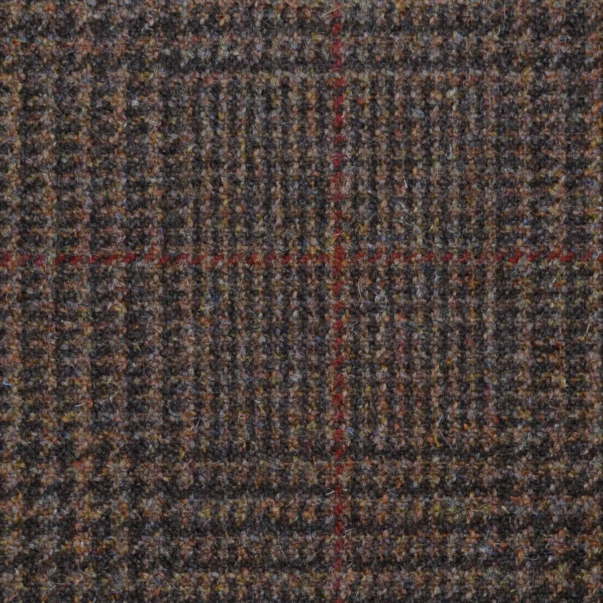 Brown with Dark Brown and Red Prince of Wales Check All Wool Sporting Tweed