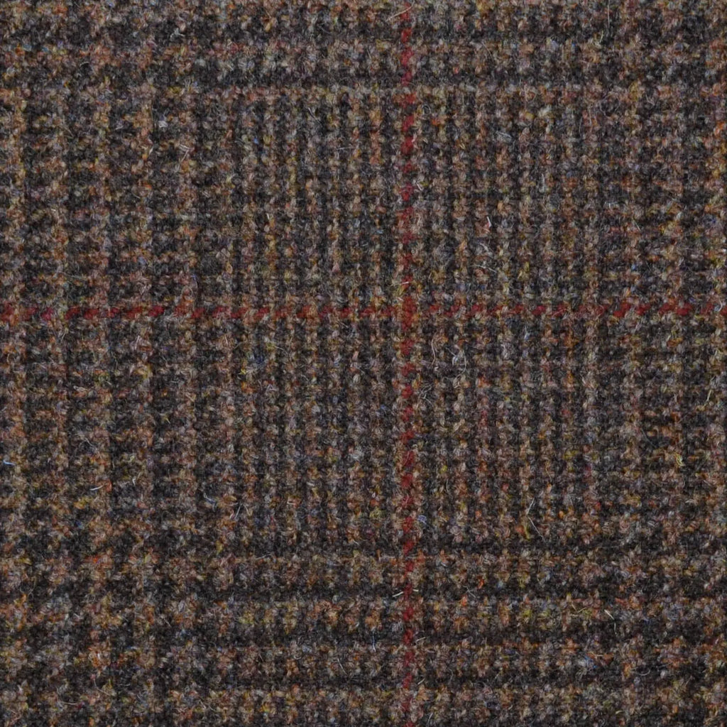 Brown with Dark Brown and Red Prince of Wales Check All Wool Sporting Tweed