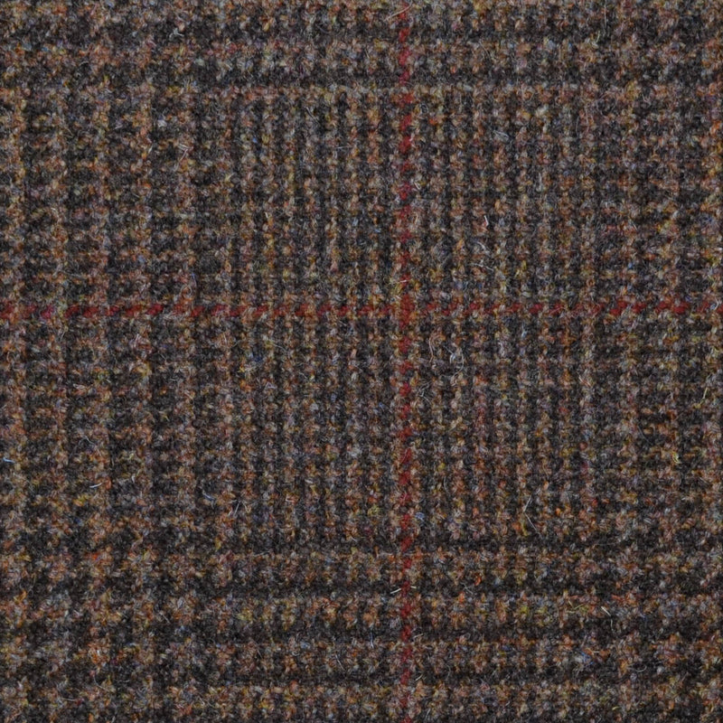Brown with Dark Brown and Red Prince of Wales Check All Wool Sporting Tweed