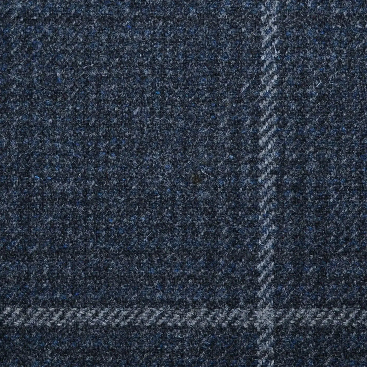 Dark Grey with Beige & Blue Check All Wool Sporting Tweed