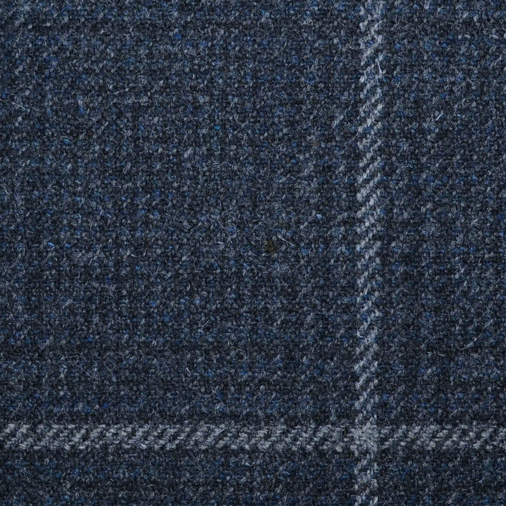 Dark Grey with Beige & Blue Check All Wool Sporting Tweed