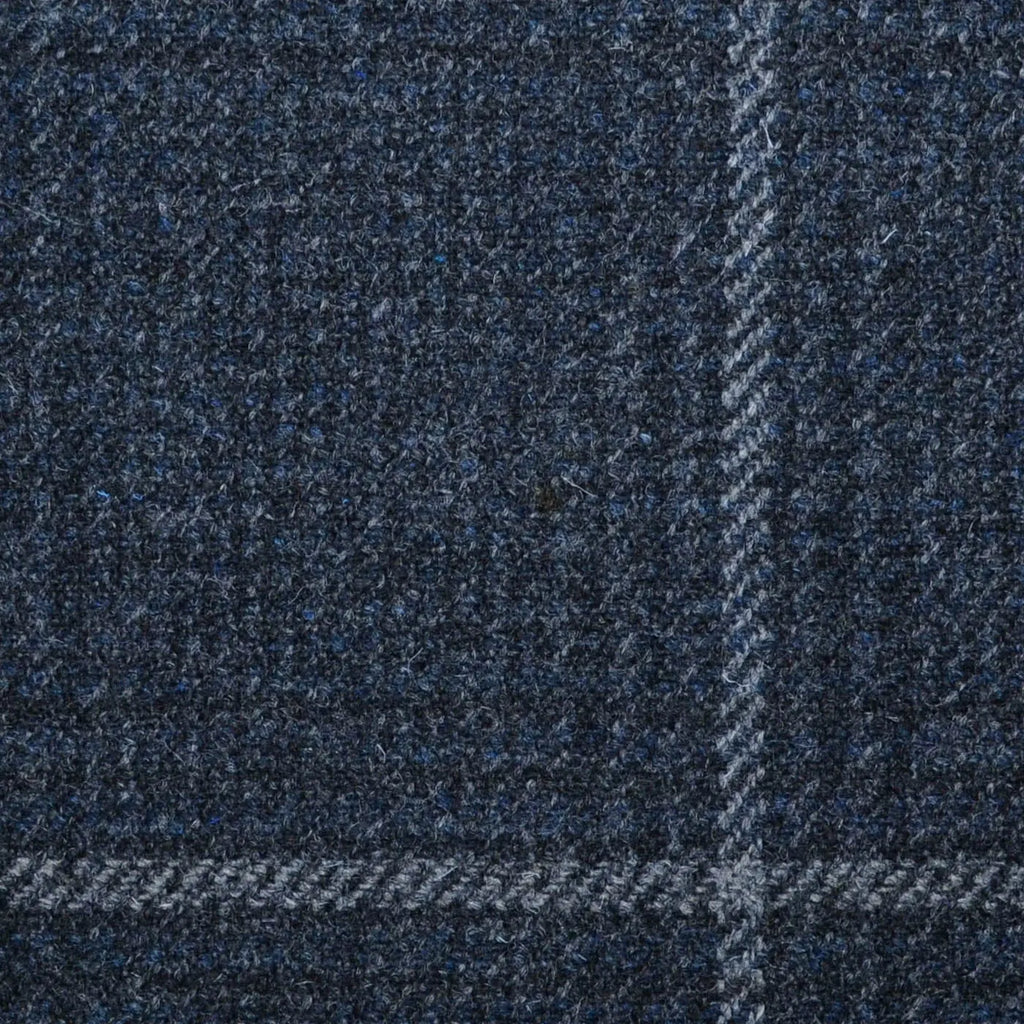 Dark Grey with Beige & Blue Check All Wool Sporting Tweed