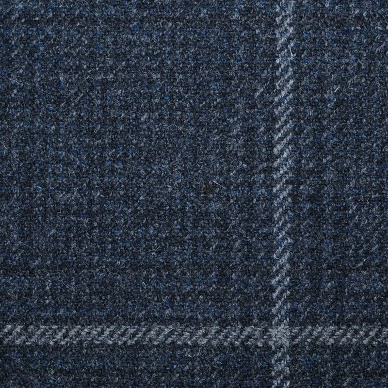 Dark Grey with Beige & Blue Check All Wool Sporting Tweed