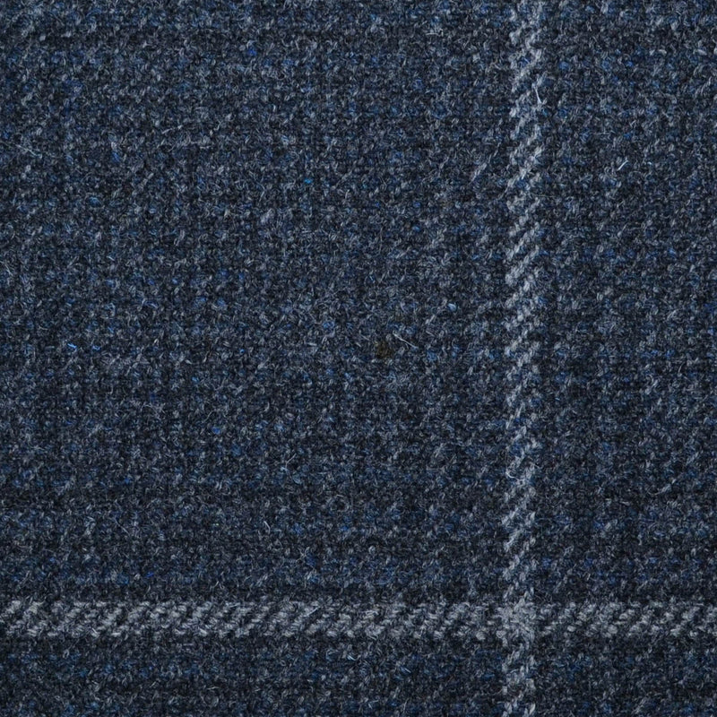 Dark Grey with Beige & Blue Check All Wool Sporting Tweed