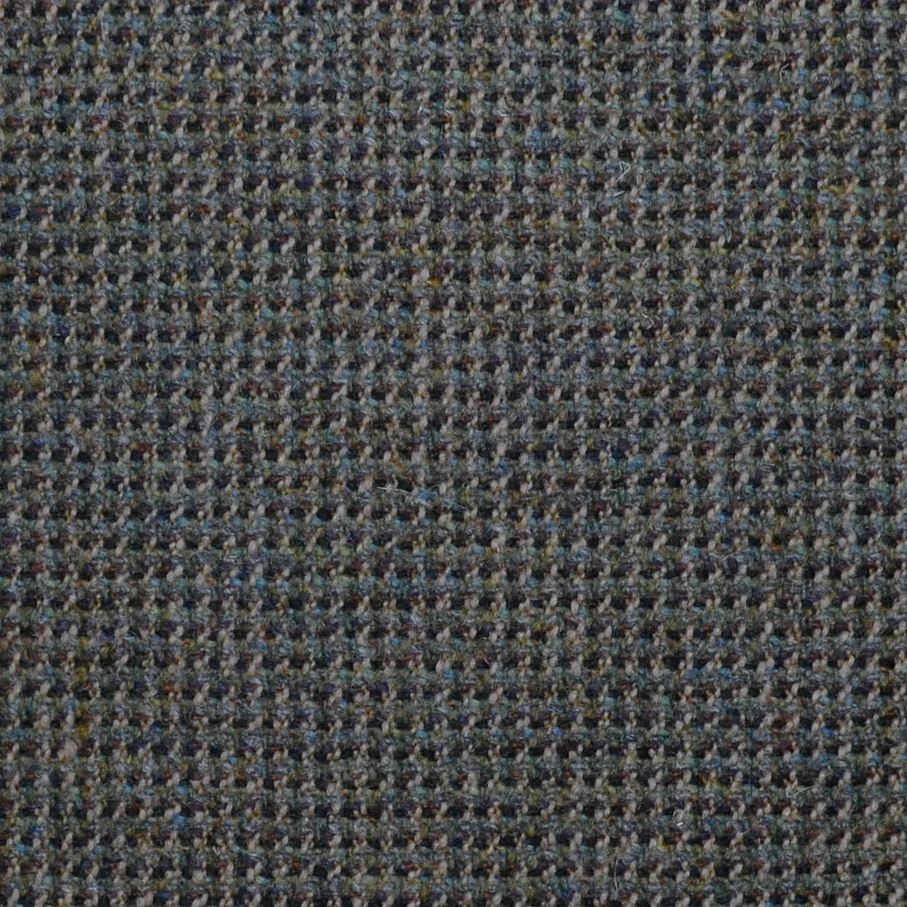 Moss Green with Dark Brown & Blue Micro Check All Wool Sporting Tweed