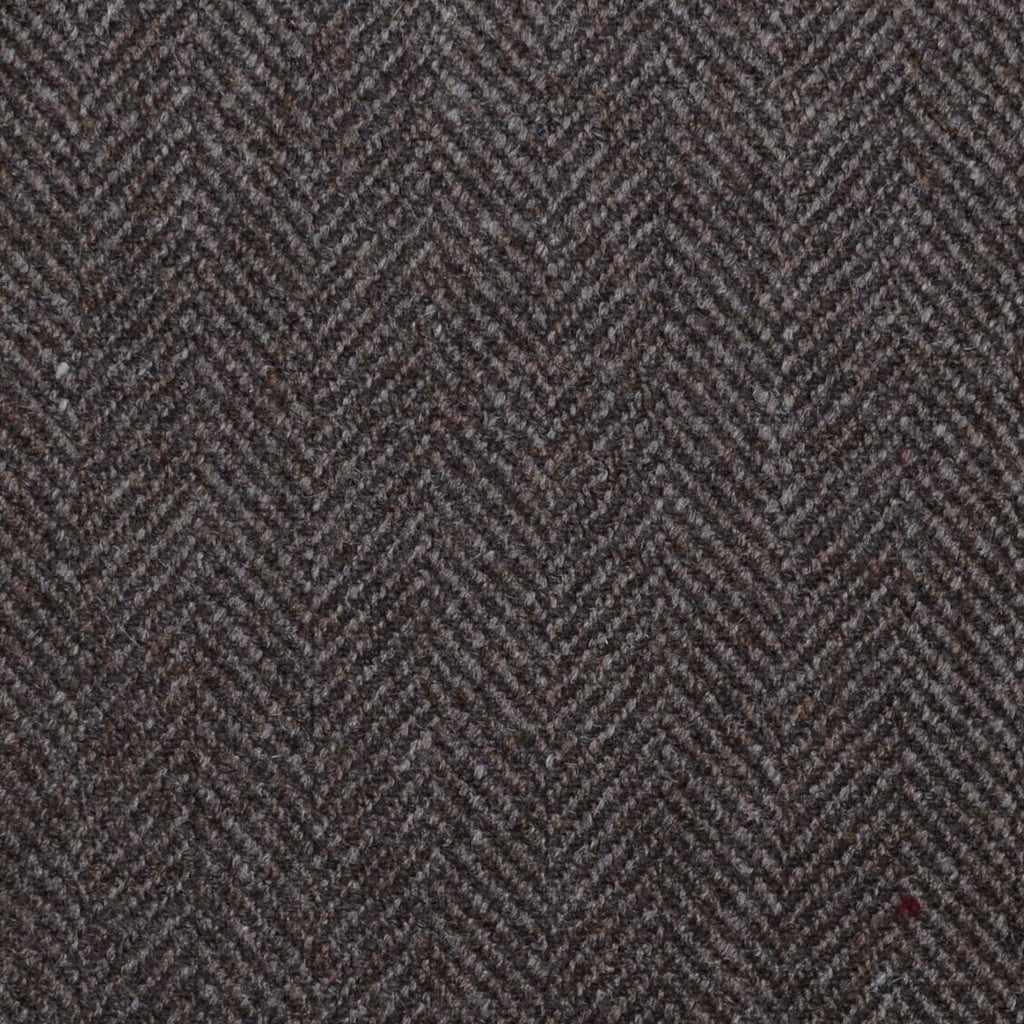 Medium Brown and Dark Brown Herringbone All Wool Sporting Tweed