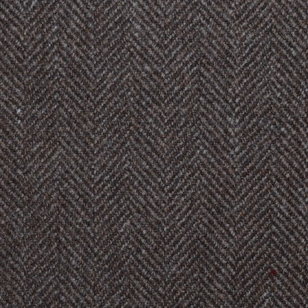 Medium Brown and Dark Brown Herringbone All Wool Sporting Tweed