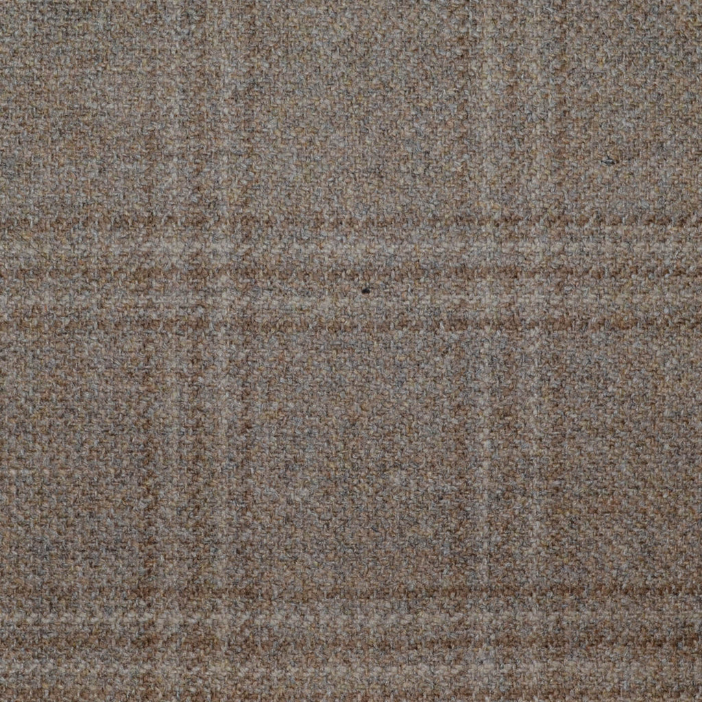 Light Brown with Beige and Brown Triple Check All Wool Scottish Tweed