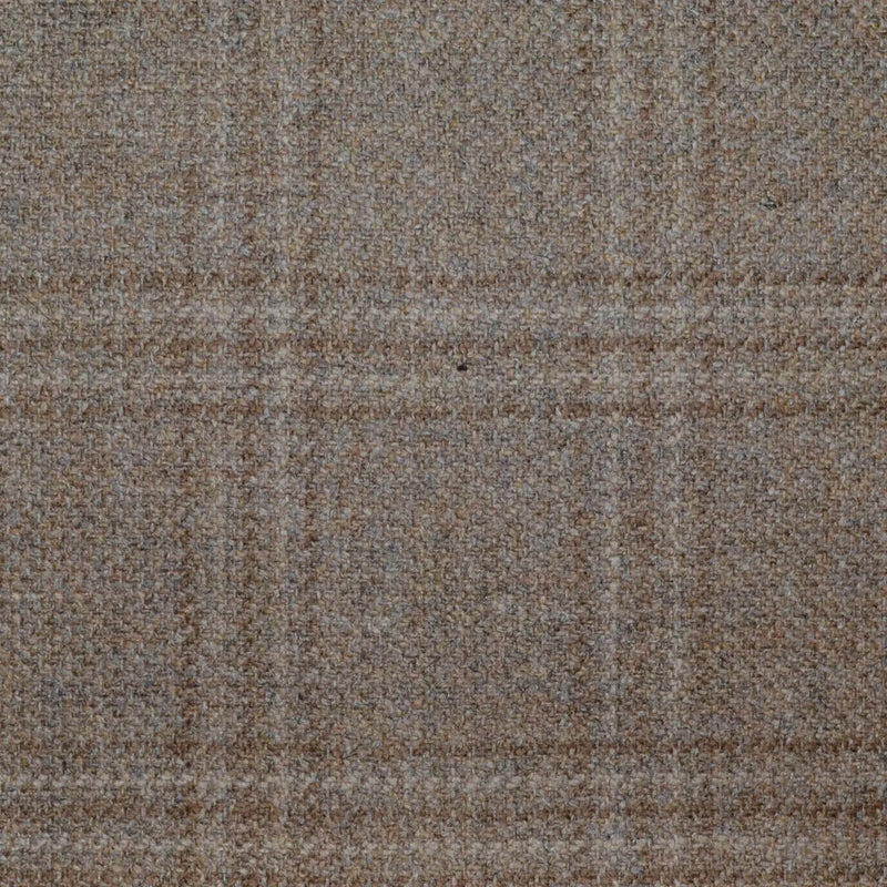 Light Brown with Beige and Brown Triple Check All Wool Scottish Tweed