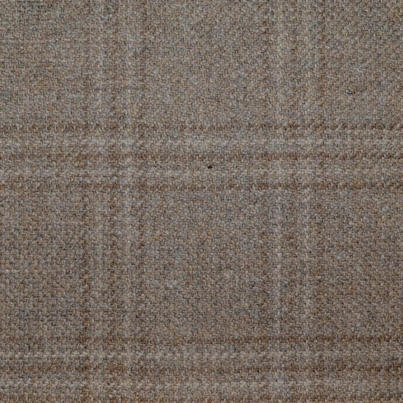 Light Brown with Beige and Brown Triple Check All Wool Scottish Tweed