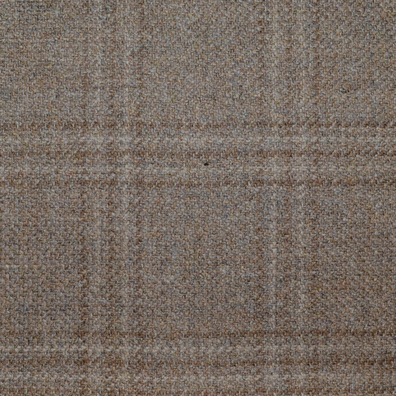 Light Brown with Beige and Brown Triple Check All Wool Scottish Tweed