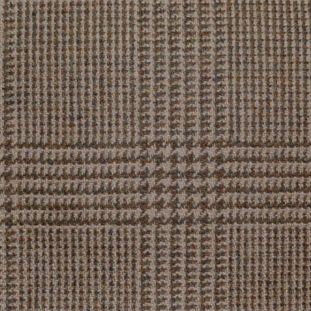 Light Brown with Brown Glen Check All Wool Scottish Tweed