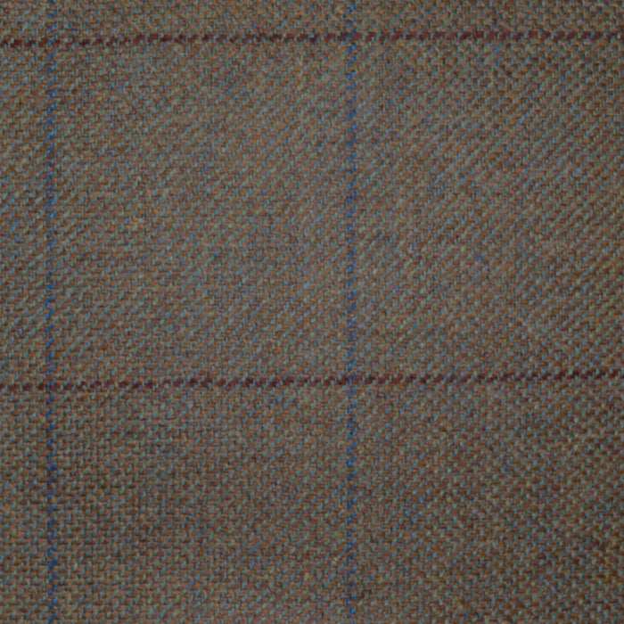 Brown/Green with Blue and Burgundy Check All Wool Scottish Tweed
