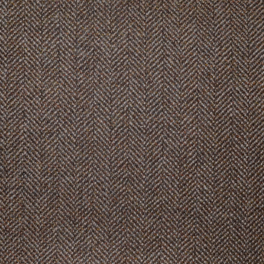 Brown and Dark Brown Herringbone All Wool Scottish Tweed