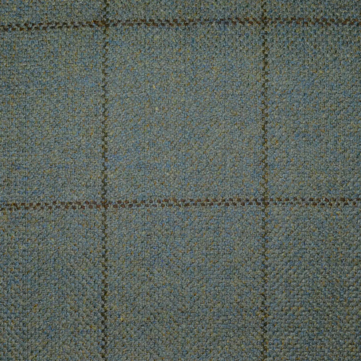 Light Green with Brown Window Pane Check All Wool Scottish Tweed