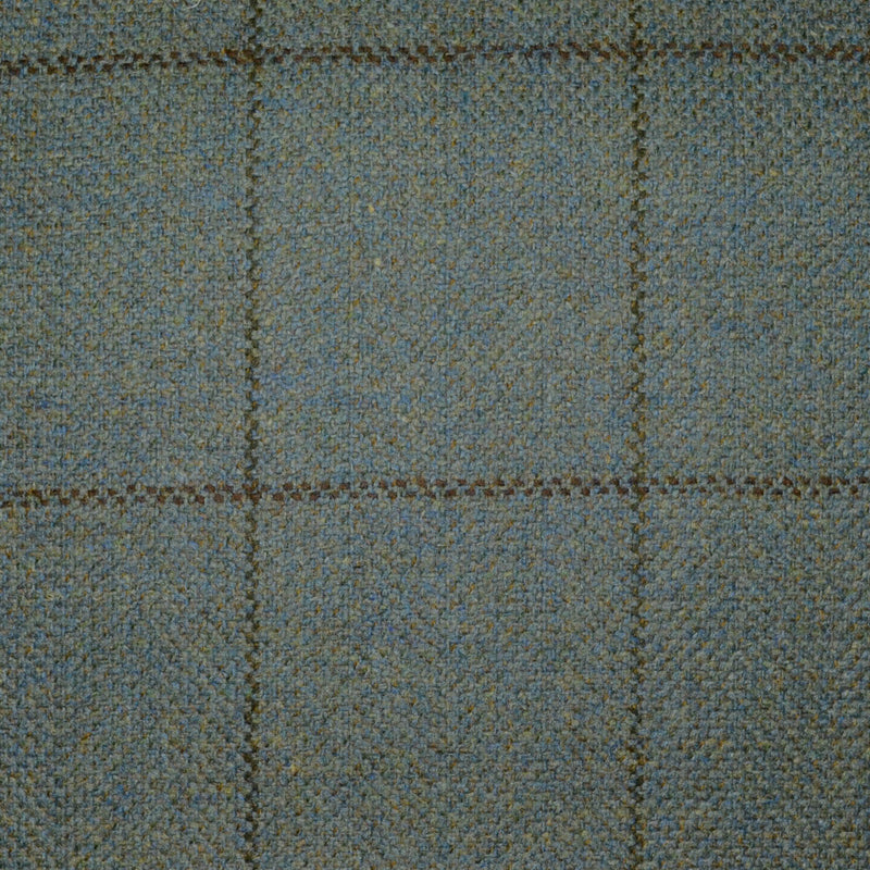 Light Green with Brown Window Pane Check All Wool Scottish Tweed