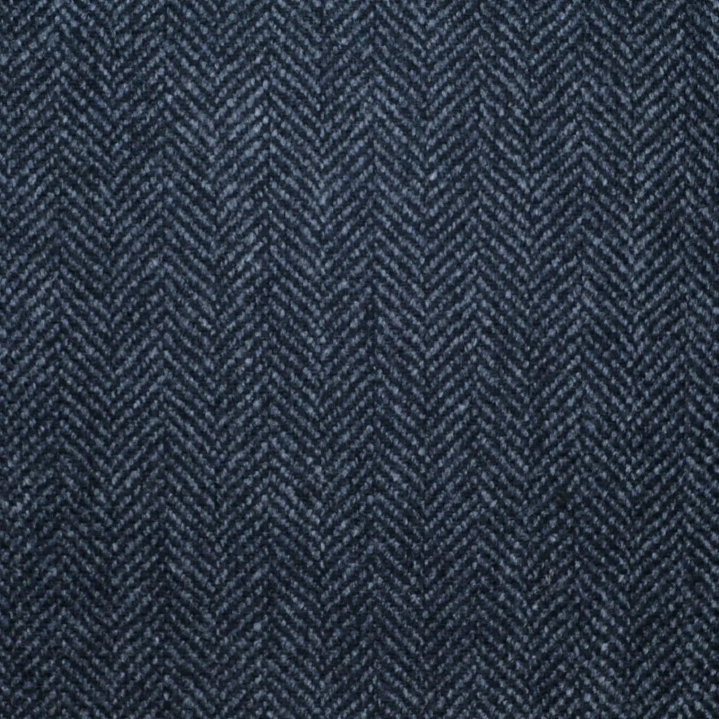 Dark Grey and Black Herringbone All Wool Scottish Tweed