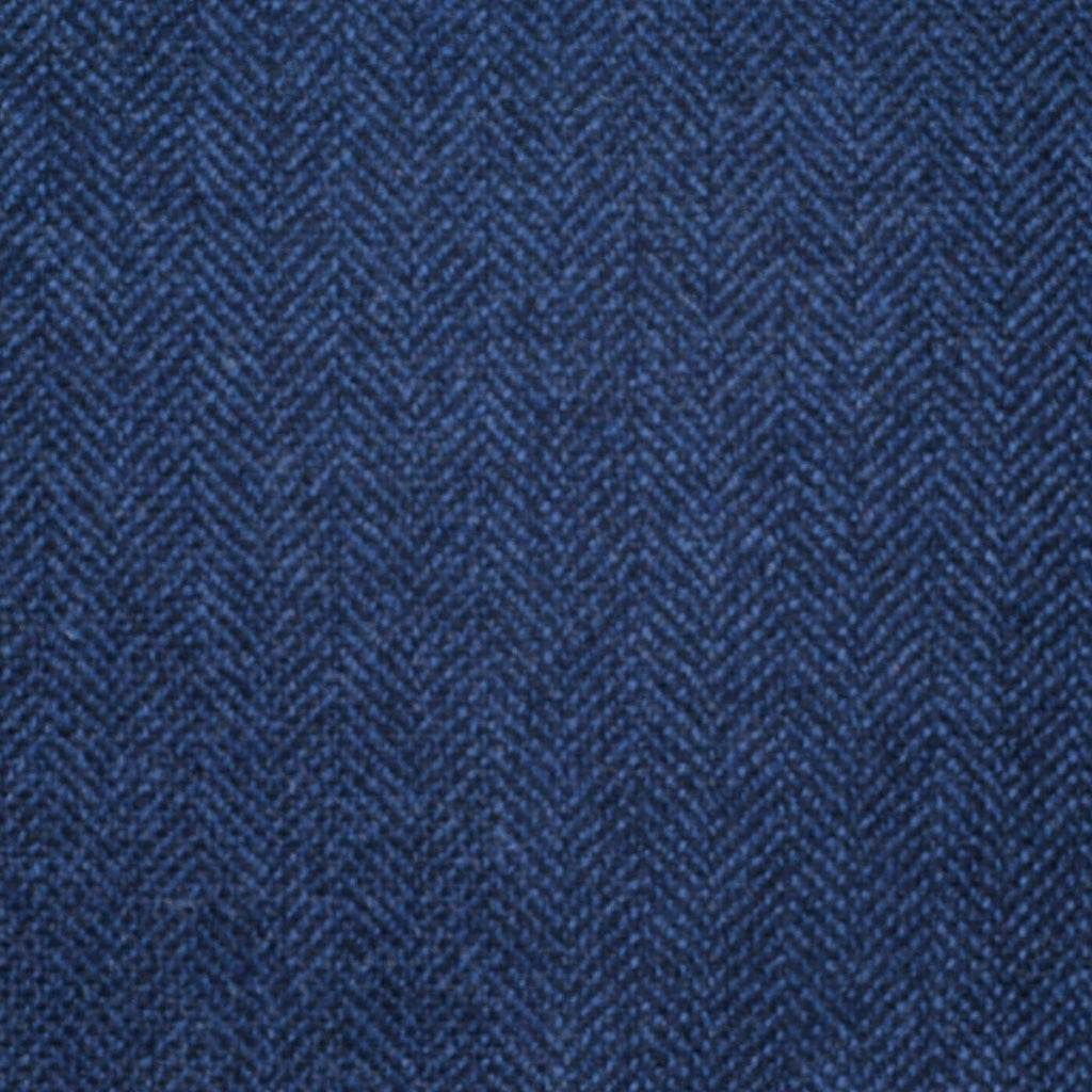 Medium Blue with Dark Navy Blue Herringbone All Wool Scottish Tweed