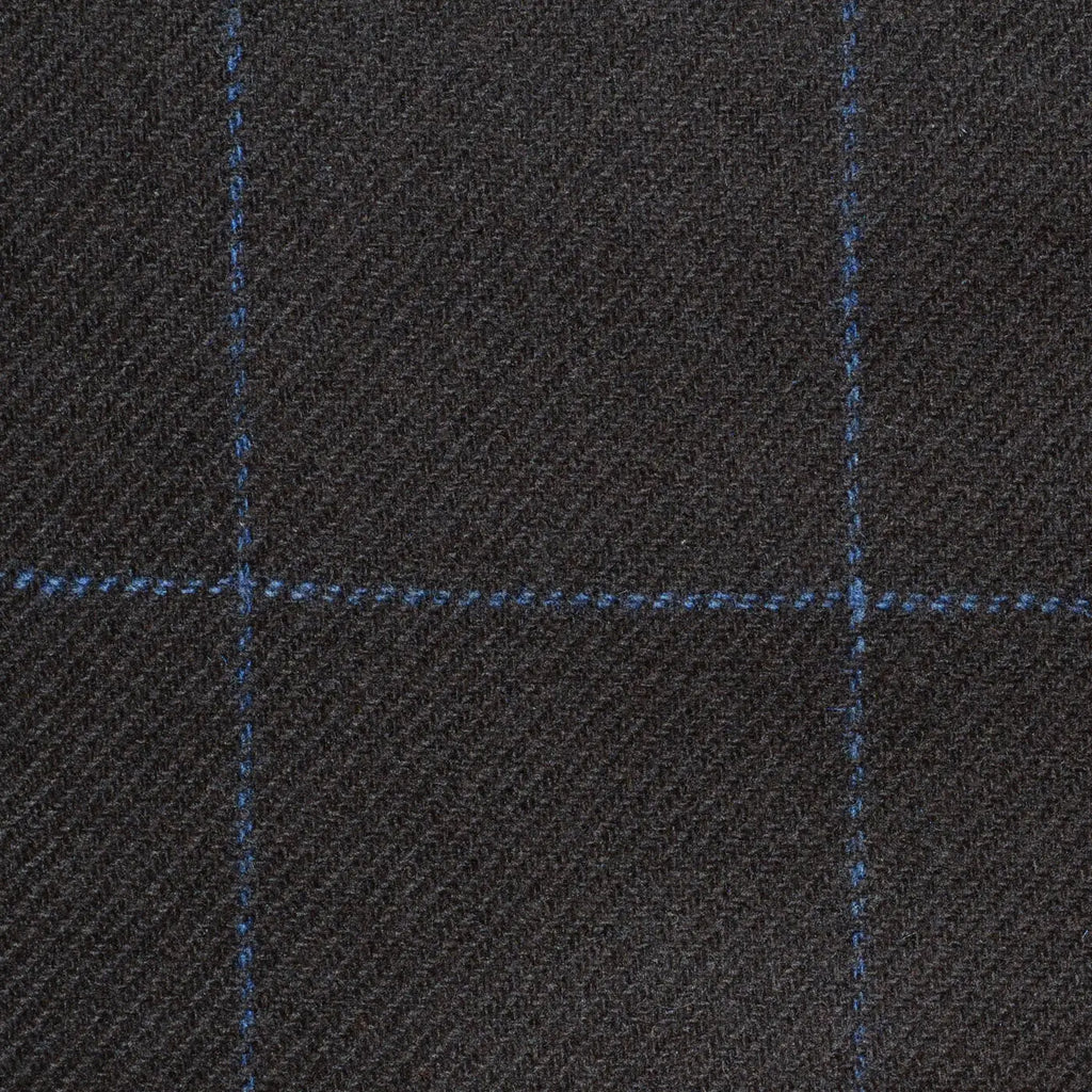 Dark Brown with Blue Window Check Cashmere Jacketing