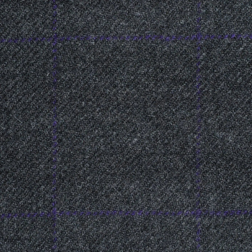 Dark Grey with Purple Window Check Cashmere Jacketing