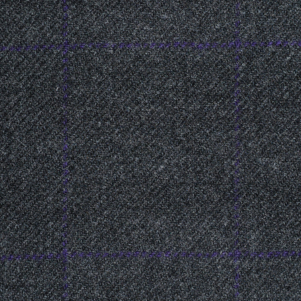 Dark Grey with Purple Window Check Cashmere Jacketing