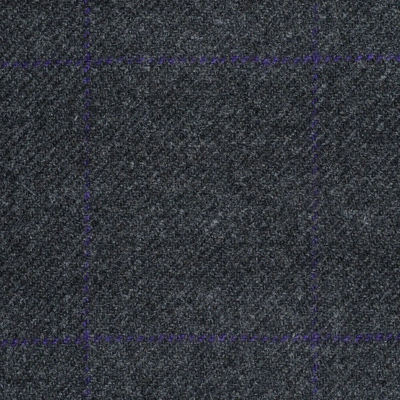 Dark Grey with Purple Window Check Cashmere Jacketing