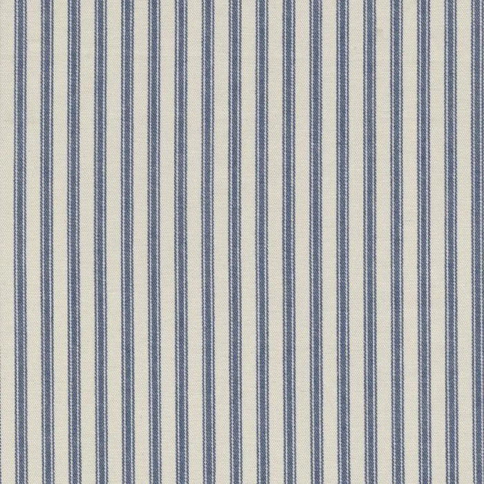 White with Blue Triple Stripe Cotton Ticking Stripe