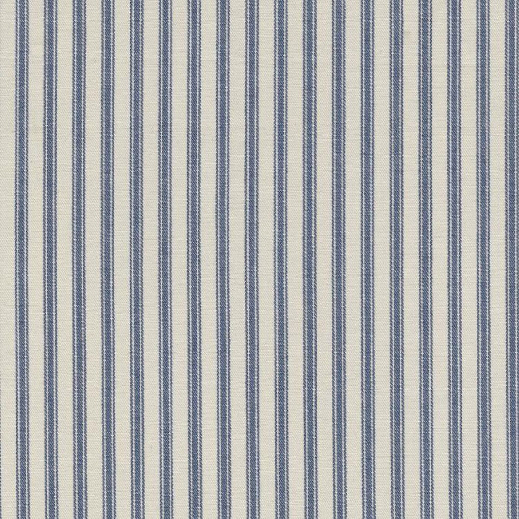 White with Blue Triple Stripe Cotton Ticking Stripe
