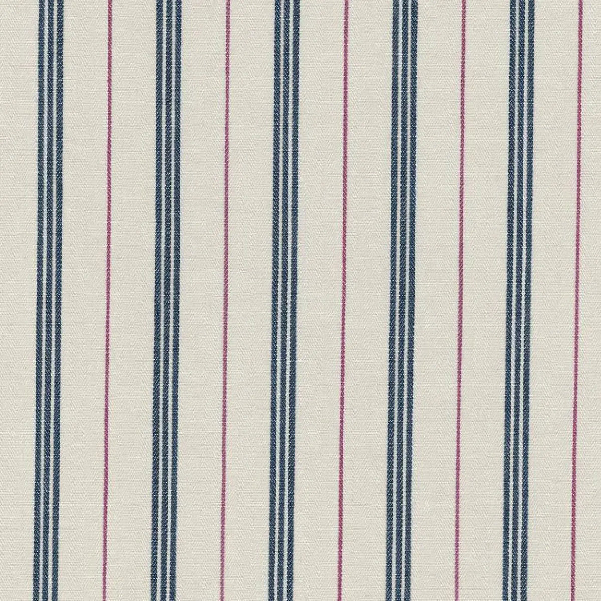 White with Blue Triple Stripe and Red Alternate Stripe Cotton Ticking Stripe