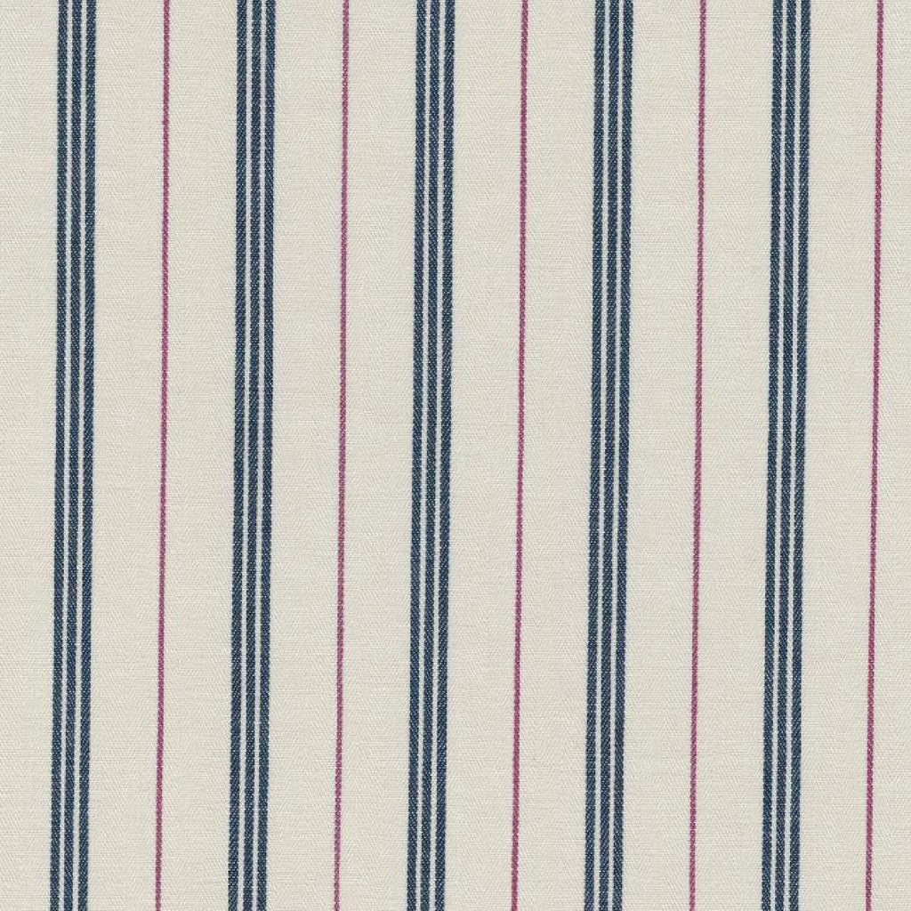White with Blue Triple Stripe and Red Alternate Stripe Cotton Ticking Stripe