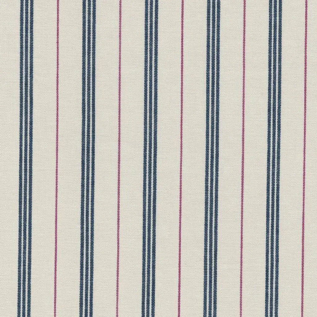 White with Blue Triple Stripe and Red Alternate Stripe Cotton Ticking Stripe